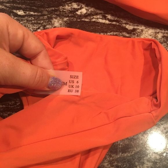 ✨JUST IN✨ORANGE HIGH CUT OFF SHOULDER BIKINI - Picture 4 of 7